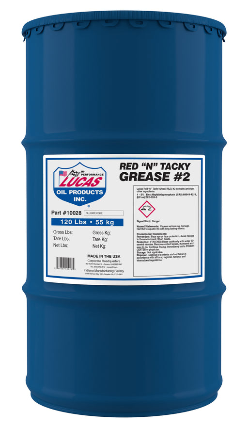 Lucas Oil 10028 Red "N" Tacky Grease NLGINo.2, 120 lb / 54.4 kg Keg