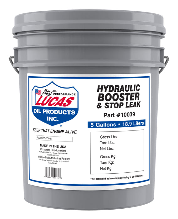 Lucas Oil 10039 Hydraulic Oil Booster & Stop Leak, 5 Gallon / 18.9 L Pail