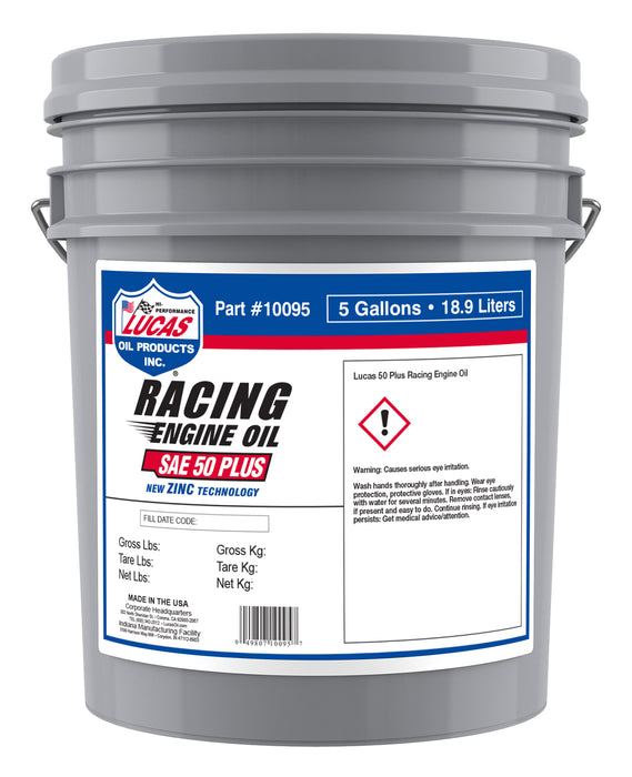 Lucas Oil 10095 SAE 50 Plus Racing Engine Oil, 5 Gallon Pail