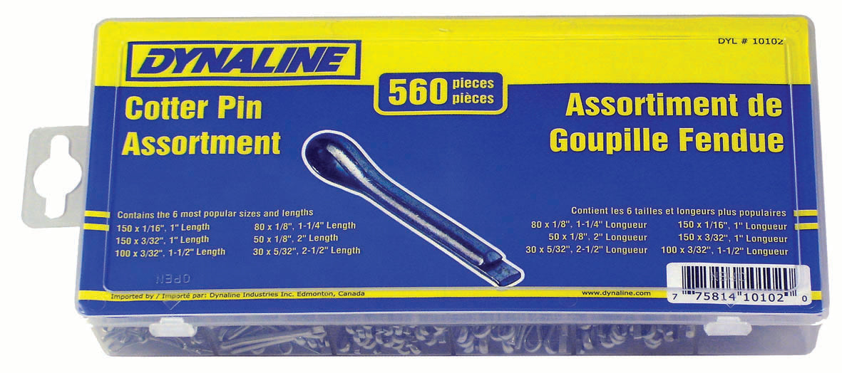 Dynaline (378) 10102 Cotter Pin Assortment, 560 Pieces / 6 Sizes