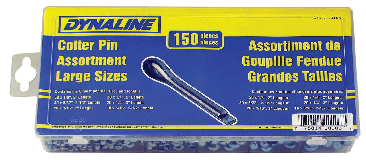 Dynaline (378) 10103 Large Cotter Pin Assortment, 150 Pieces / 6 Sizes