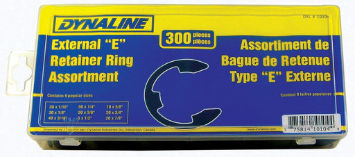 Dynaline 10104 E Retainer Ring Assortment, 300 Pieces / 9 Sizes