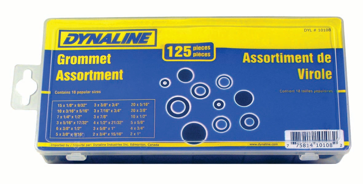 Dynaline (378) 10108 Grommet Assortment, 125 Pieces / 18 Sizes