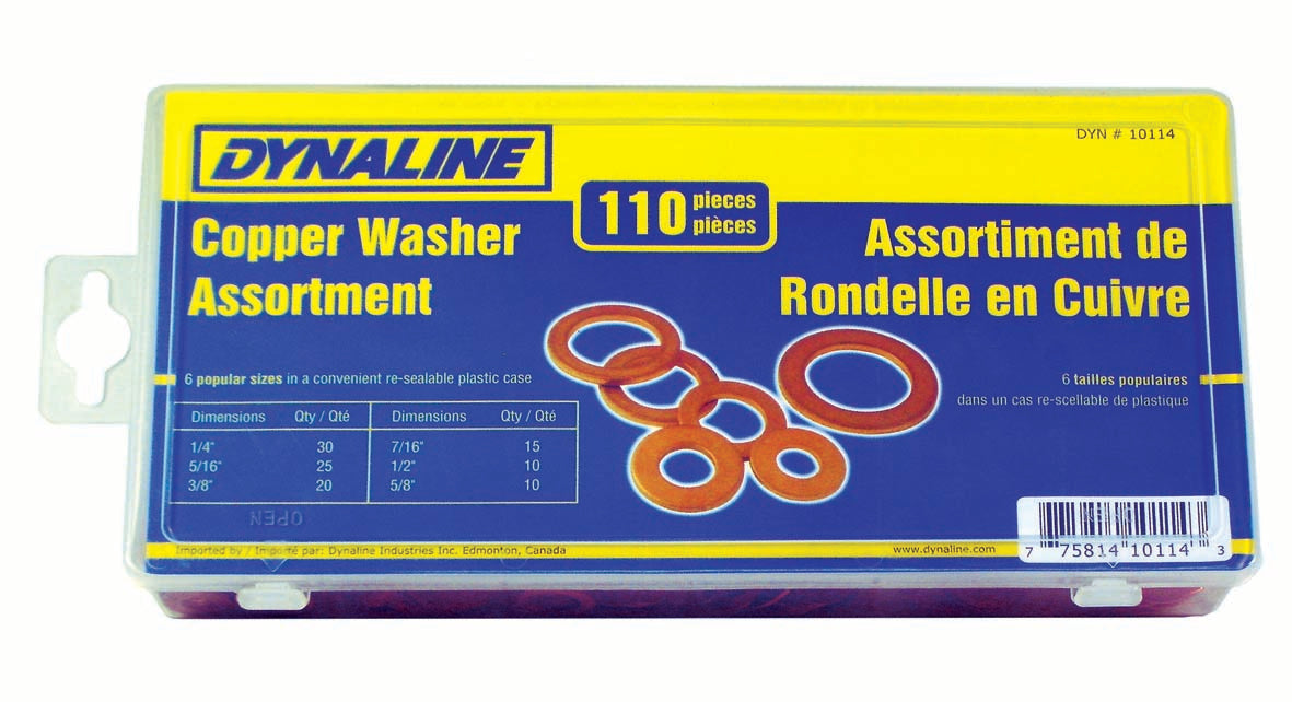 Dynaline (378) 10114 Copper Washer Assortment, 110 Pieces / 6 Sizes