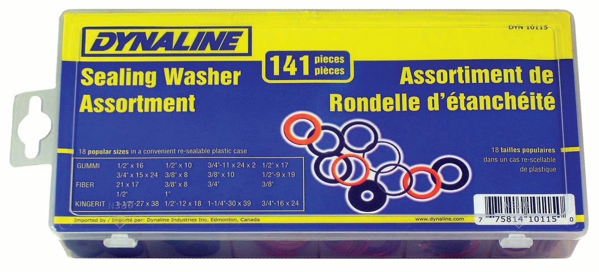 Dynaline 10115 Rubber Sealing Washer Assort., 141 pcs / 18 sizes