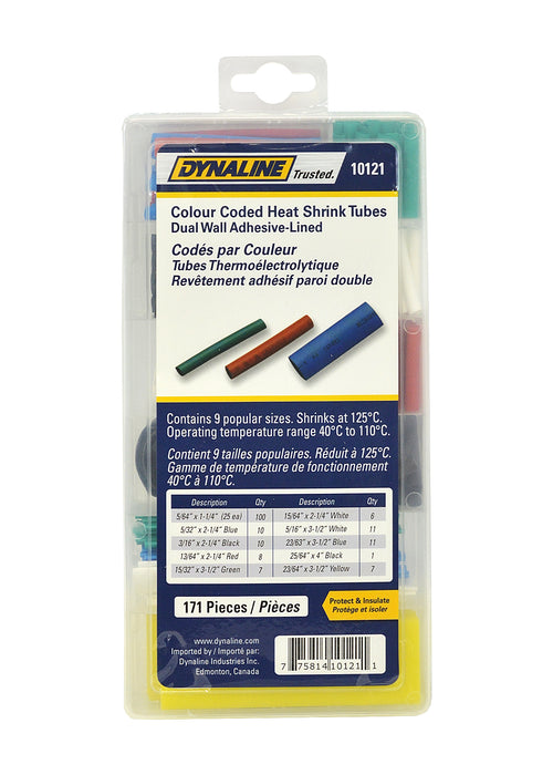 Dynaline 10121 Heat Shrink Tube Assortment, 171 Pieces / Colour Coded