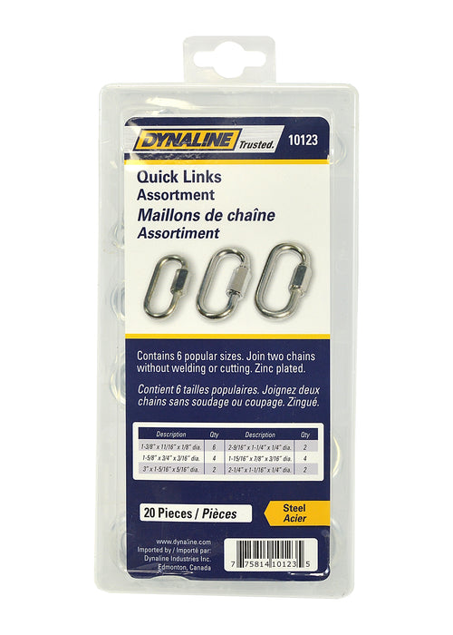 Dynaline 10123 Quick Link Assortment, 20 Pieces / 6 Sizes