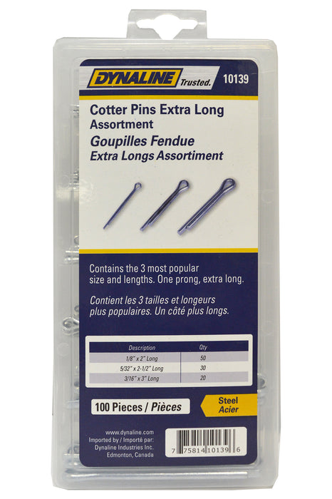 Dynaline (378) 10139 Large Cotter Pin Assortment, 100 Pieces / 3 Sizes