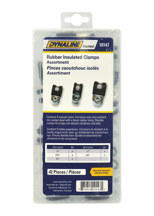 Dynaline (378) 10147 Rubber Insulated Clamp Assort., 42 Pieces / 5 Sizes