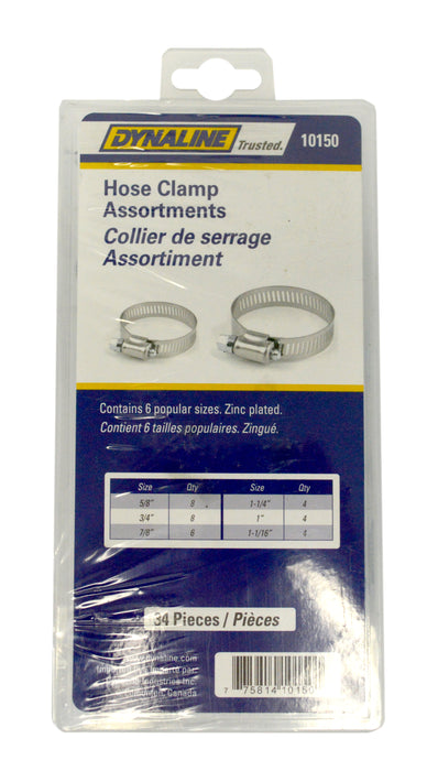 Dynaline (378) 10150 Hose Clamps Assortment, 34 Pieces / 6 Sizes