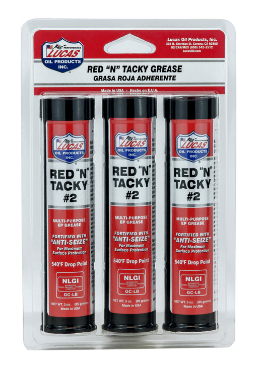 Lucas Oil 10318 Red N Tacky Grease 3 Pack, 3oz / 85 gr