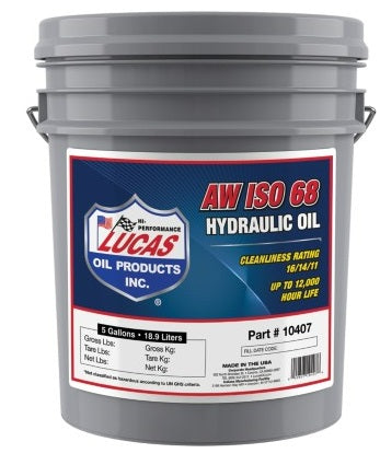 Lucas Oil 10407 Aw Iso 68 Hydraulic Oil, 5 Gallon / 18.9 L Pail