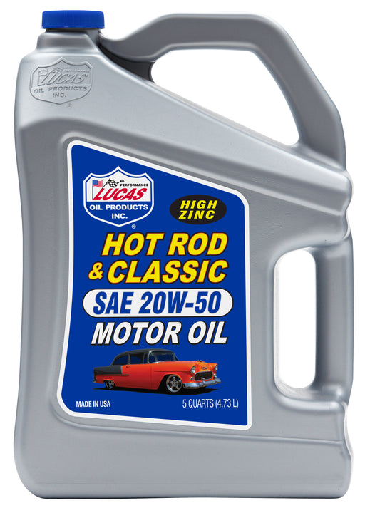 Lucas Oil 10684 Hot Rod & Classic Car HP Motor Oil SAE 20W-50, 5 Quart / 4.73 L