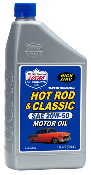 Lucas Oil (345) 10689 Hot Rod & Classic Car HP Motor Oil SAE 20W-50, 1 Quart / 946 mL