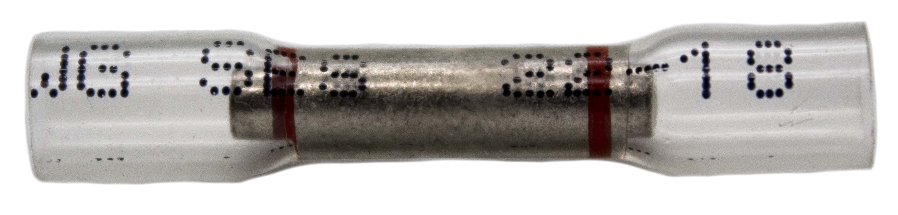 Pico (931) 10700-36 100PCS 22-18 AWG CRYSTAL CLEAR HEAT SHRINK BUTT CONNECTORS - RED STRIPE