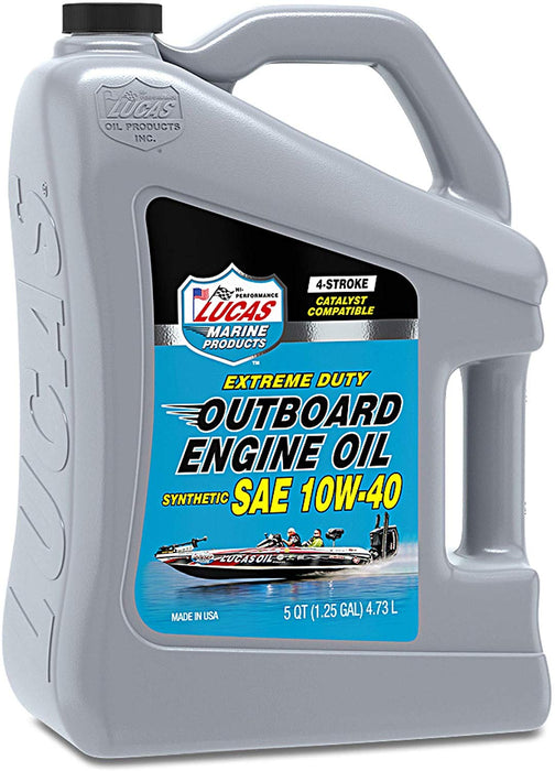 Lucas Oil 10813 Outboard Engine Oil Synthetic SAE 10W-40, 5 Quart / 4.73 L