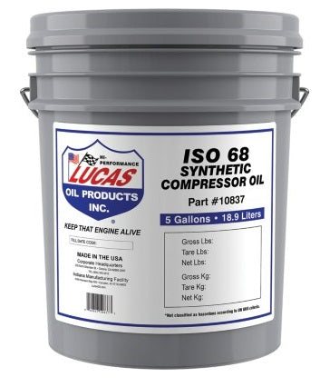 Lucas Oil 10837 Synthetic Compressor Oil, 5 Gallon / 18.9 L Pail
