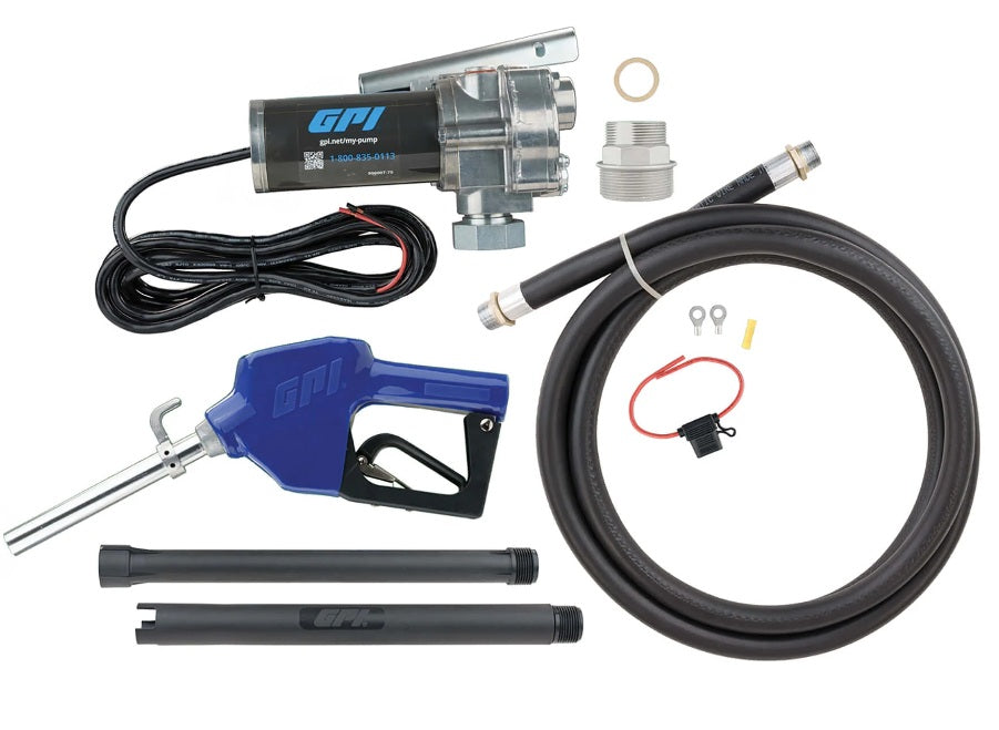 GPI (504) 110000-100 GPI 15 GPM 12V Fuel Transfer Pump, MODEL M-150S-AU (Pump & Automatic Shut-off Unleaded Nozzle)