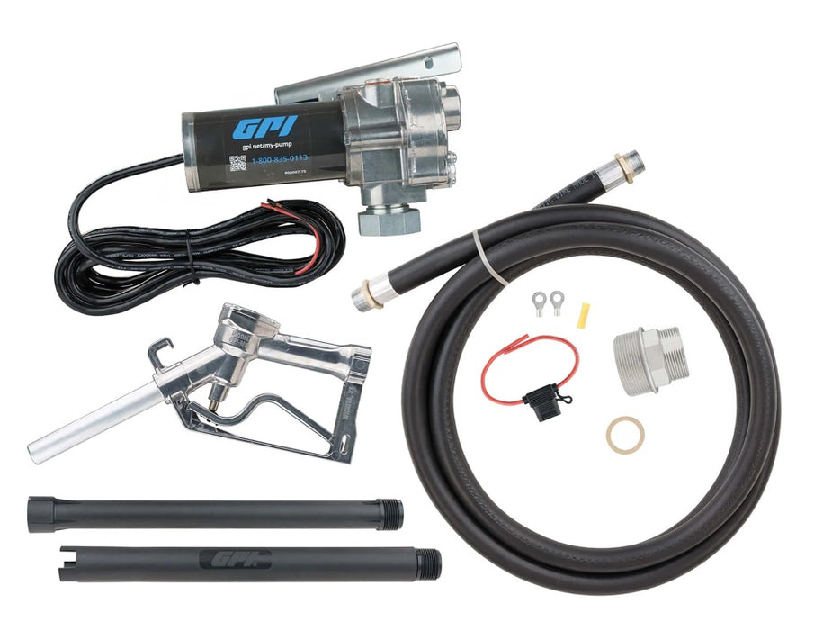 GPI (504) 110000-70 GPI 15 GPM 24V Fuel Transfer Pump, MODEL M-240S-MU (Pump and Manual Shut-off Unleaded Nozzle)