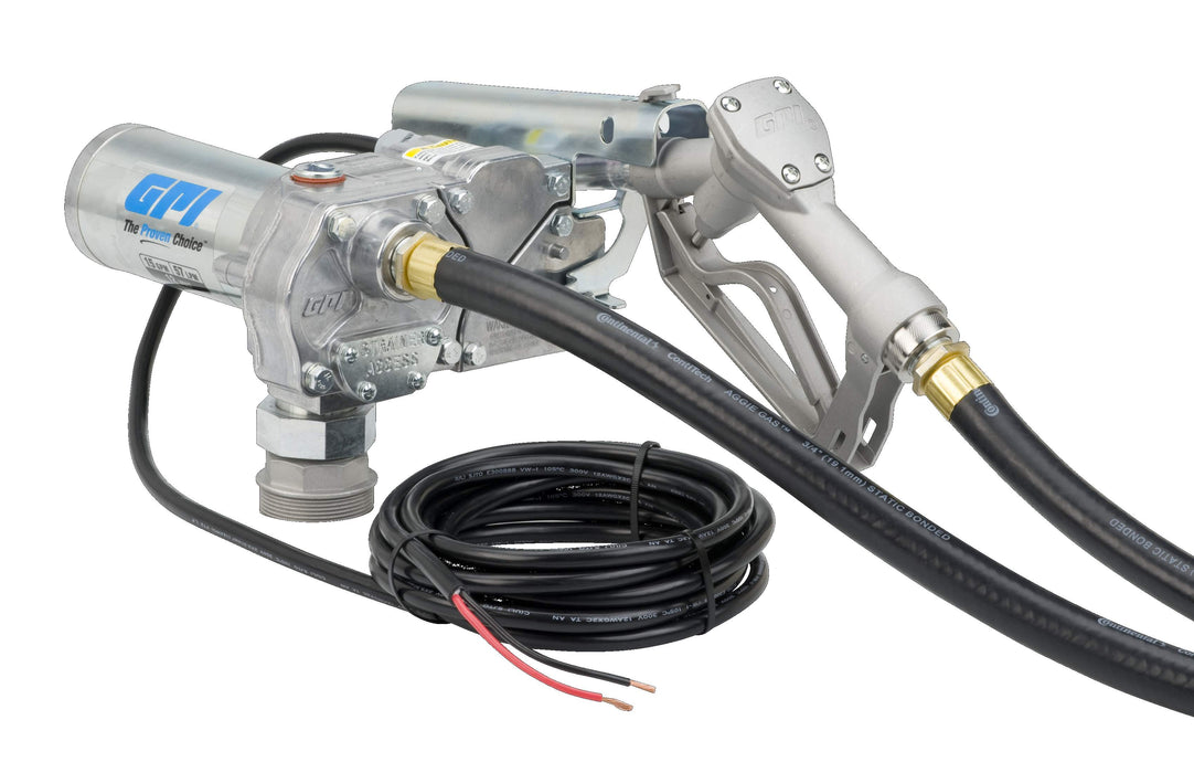 GPI (504) 110000-99 GPI 15 GPM 12V Fuel Transfer Pump, MODEL M-150S-MU (Pump & Automatic Shut-off Unleaded Nozzle)