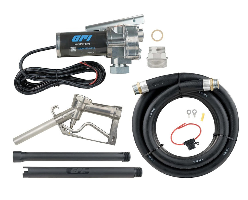 GPI (504) 110300-1 GPI 18 GPM 12V Fuel Transfer Pump, MODEL M-180S-ML (Pump & Manual shut-off Diesel Nozzle)