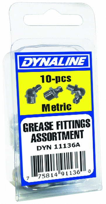 Dynaline 11136A Grease Fitting Assortment. Metric, 10 Pcs / 6 Items