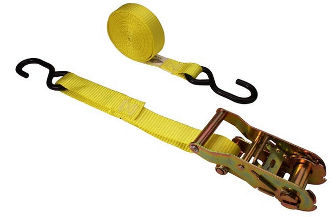 Dynaline 11184 Ratchet Strap 1"x20' S Hooks, WLL-1000Lb, ULL-3000Lb Yellow