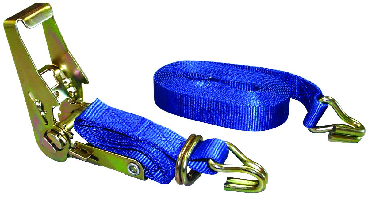 Dynaline 11189 Ratchet Strap 1 x 15' Blue, 1800 lb. Double J hooks