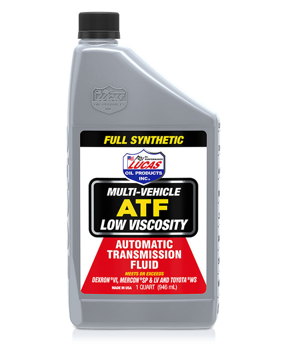 Lucas Oil 11255 946ML LOW VISCOSITY SYNTHETIC MULTI-VEHICLE AUTOMATIC TRANSMISSION FLUID. ENGLISH ONLY NOT FOR CONSUMER SALE