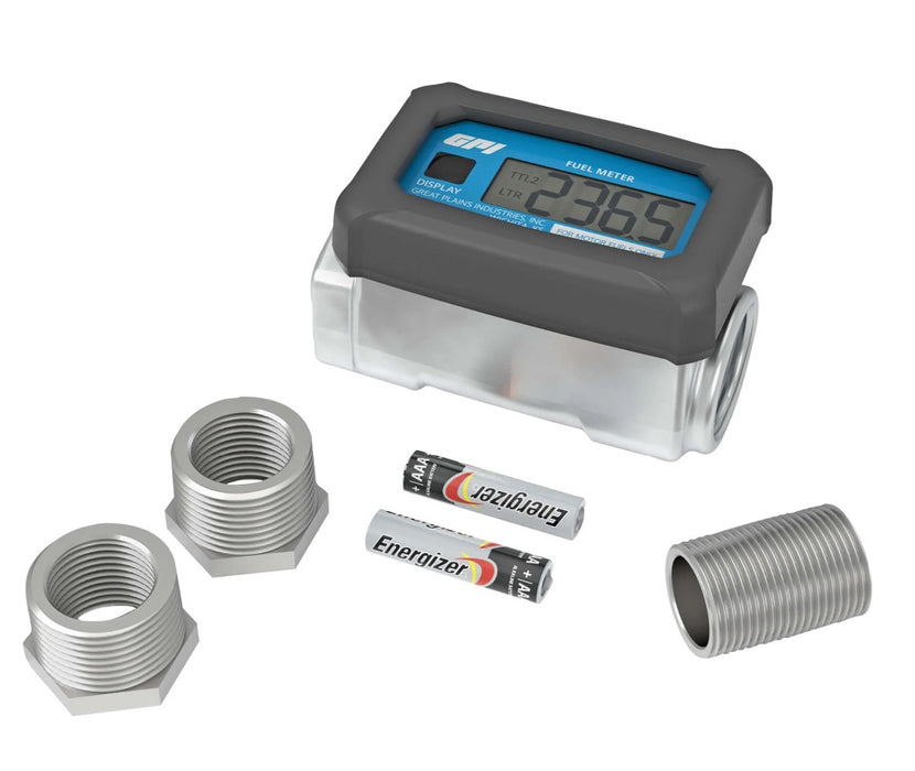 GPI (504) 113255-2 GPI Turbine Flow Meter, Battery Powered Display, Aluminum Body for Fuels, MODEL 01A31LM (UOM Litres)