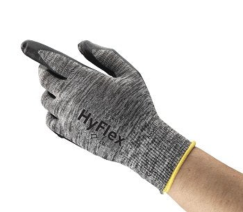 Ansell 1180111100 Hyflex 15G Grey Nylon Liner, Black Nitrile Palm Coat, Size 10