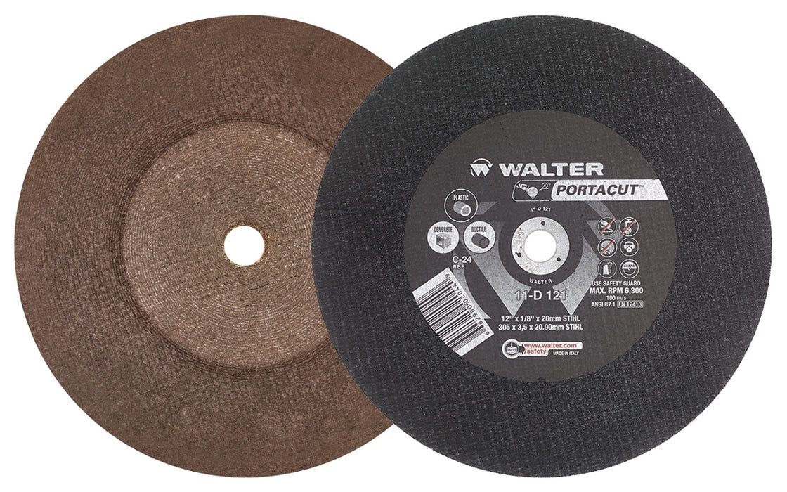 Walter (365) 11D121 PORTACUT WHEEL 12" X 1/8" X 20MM C24 TYPE 1 PK10