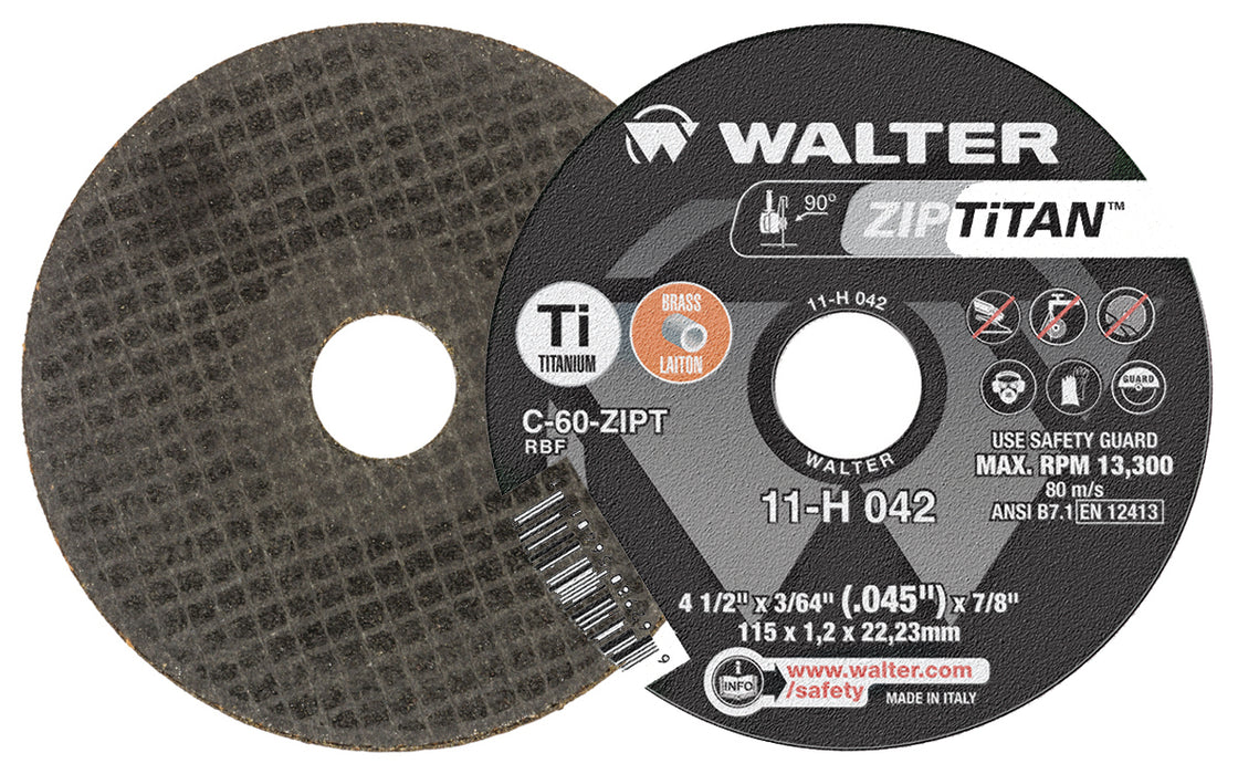 Walter (365) 11H042 ZIP TITAN WHEEL 4-1/2" X 3/64" X 7/8" TYPE 1 GRADE: C-60-ZIPT PK 25