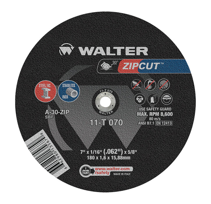 Walter (365) 11T070 ZIP WHEEL™ 7 X 1/16" X 5/8" T1 GRADE A-30-ZIP PK 25