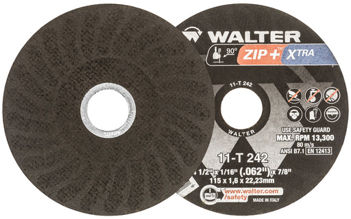 Walter 11T242 ZIP+XTRA™ CUT-OFF WHEEL FOR THICK MATERIAL 4-1/2" X 1/16" X 7/8" TYPE 1 GRADE: A-46-ZIP PK 25