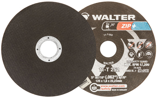 Walter 11T252 ZIP+XTRA™ CUT-OFF WHEEL FOR THICK MATERIAL 5" X 1/16" X 7/8" TYPE 1 GRADE: A-46-ZIP PK 25