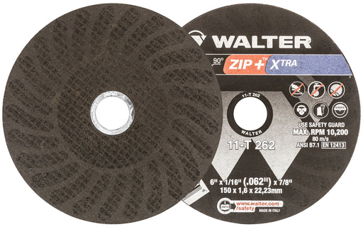 Walter 11T262 ZIP+XTRA™ CUT-OFF WHEEL FOR THICK MATERIAL 6" X 1/16" X 7/8" TYPE 1 GRADE: A-46-ZIP PK 25