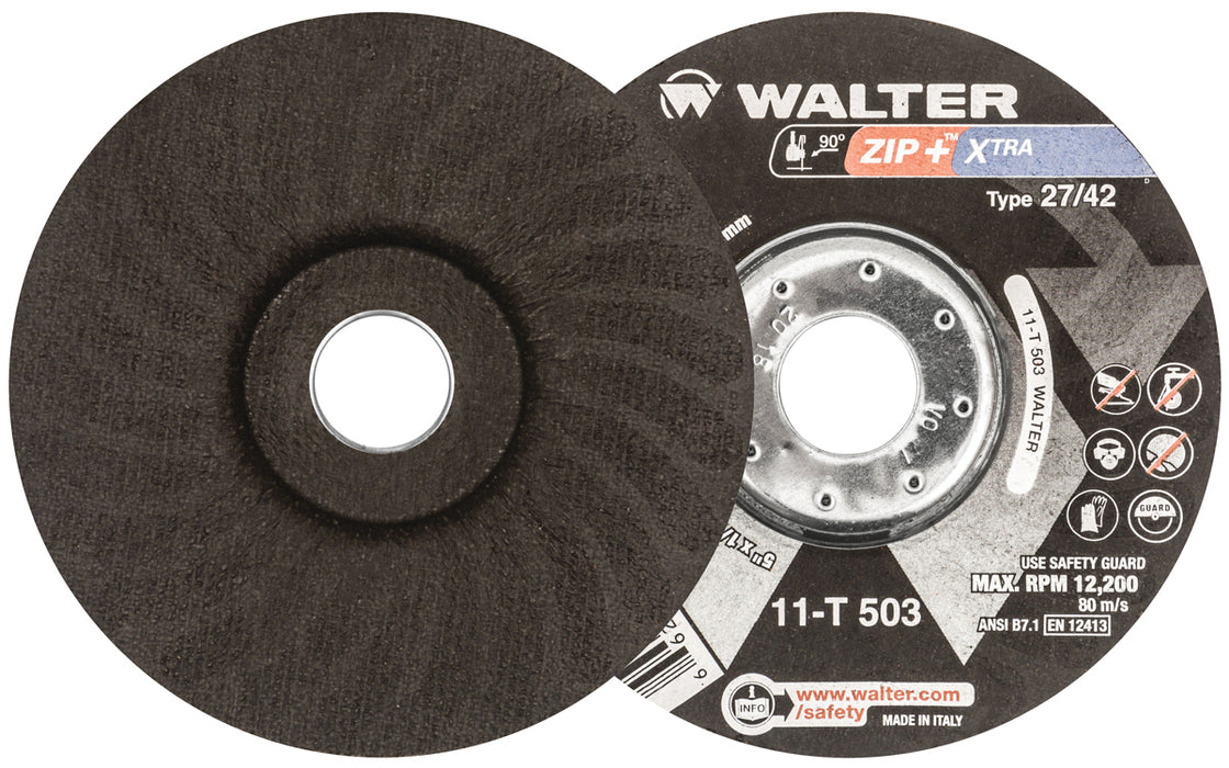 Walter (365) 11T503 ZIP+XTRA™ CUT-OFF WHEEL FOR THICK MATERIAL 5" X1/16" TYPE 27 PK 25