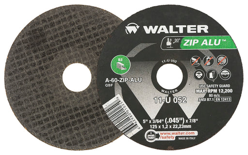 Walter 11U052 ZIP ALU™ CUT-OFF WHEEL 5" X 3/64" X 7/8" TYPE 1 GRADE: A-60-ZIPALU PK 25