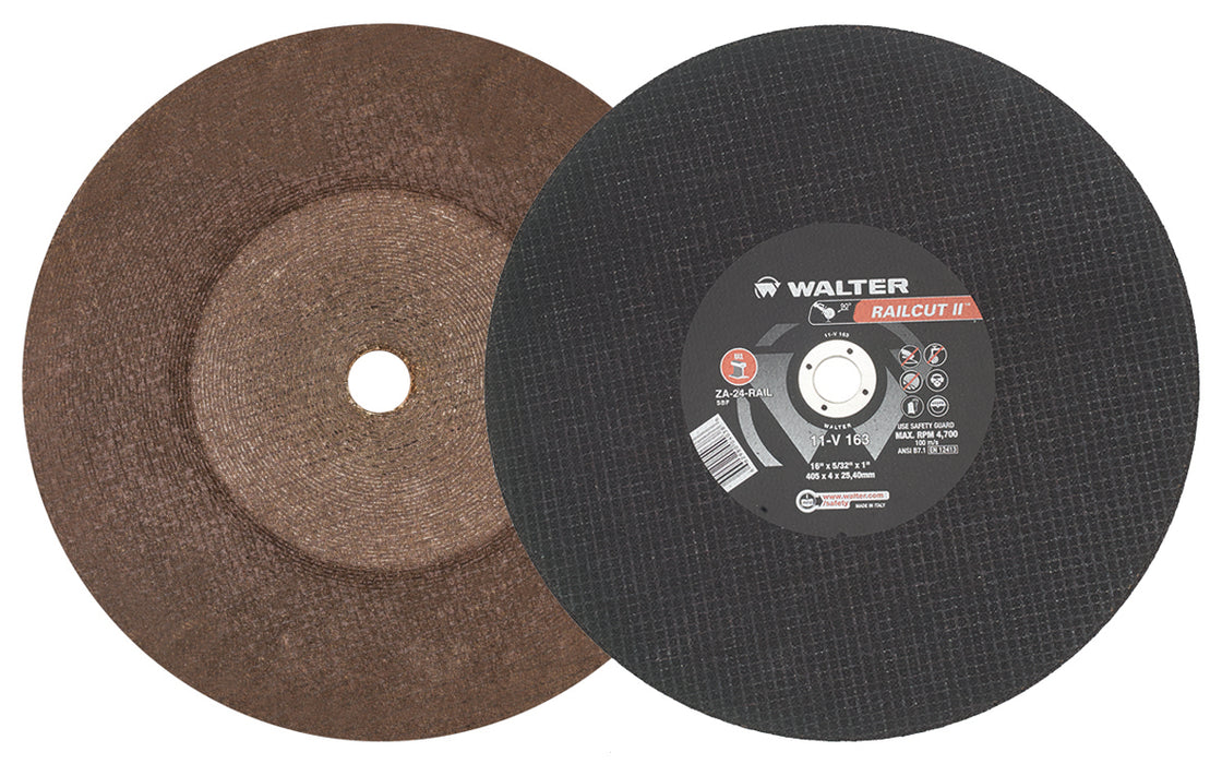 Walter (365) 11V163 RAILCUT CUT-OFF WHEEL 16" X 5/32' X 1" GRADE: ZA-24-RAIL MAX RPM 4,700 PK10
