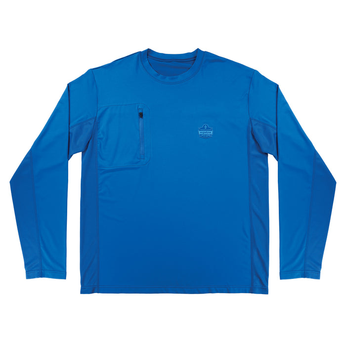 Ergodyne 12155 Chill-Its 6689 Cooling Long Sleeve Sun Shirt with UV Protection, Blue