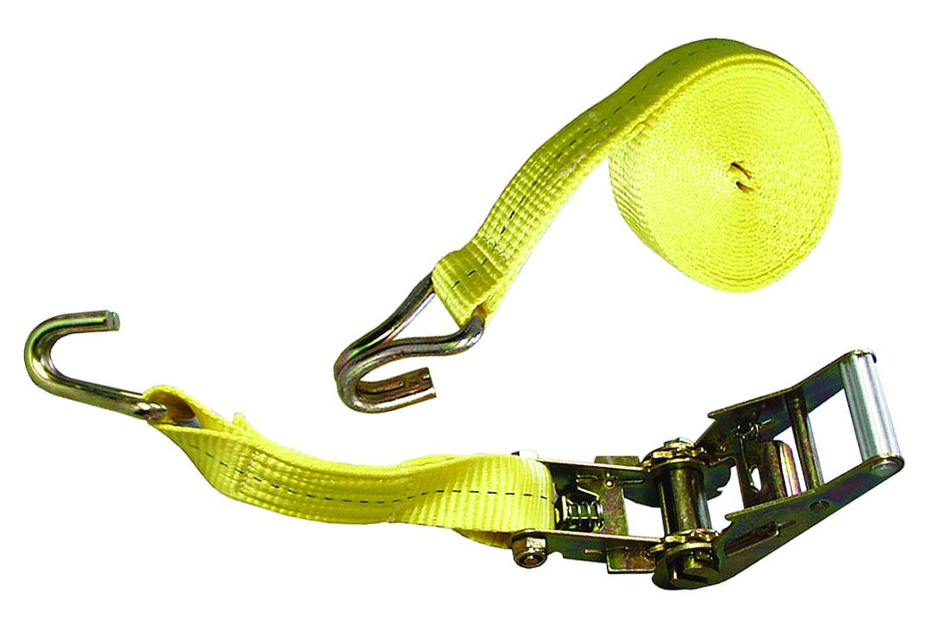 Dynaline 12230 Ratchet Strap 1-1/2 x 15', 6600 lbs Double J Hooks Yellow