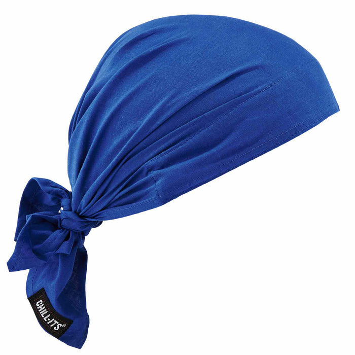 Ergodyne 12327 Chill-Its 6710 Evaporative Cooling Bandana Triangle Hat - Polymers, Tie Closure, Solid Blue