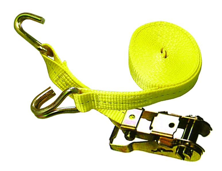 Dynaline (378) 12340 Ratchet Strap 1 x 15' J-Hooks, 3000 lb. Yellow