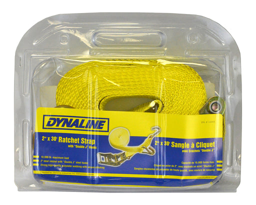 Dynaline 12343 Ratchet Strap 2 x 30' J-Hooks, 10000 lb. Yellow