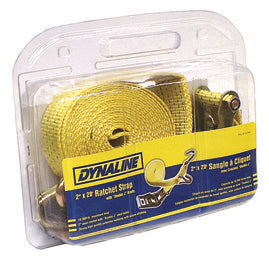 Dynaline 12346 Ratchet Strap 2" x 20' J-Hooks, 10000 lb. Yellow