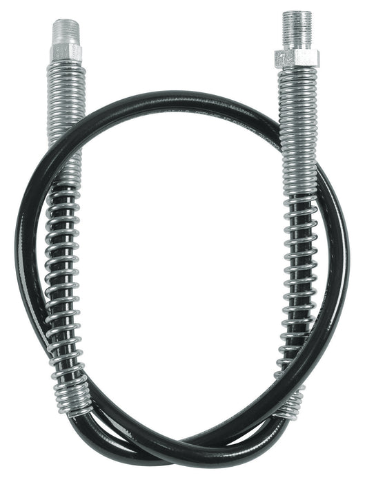 Lincoln (502) 1236 Lincoln Industrial 1236 High Pressure Hose Assembly with Spring Guards, 7/16-28 UNEF (m) x 1/8 Inch NPT(m) threads, 7,500 PSI Max Operating Pressure