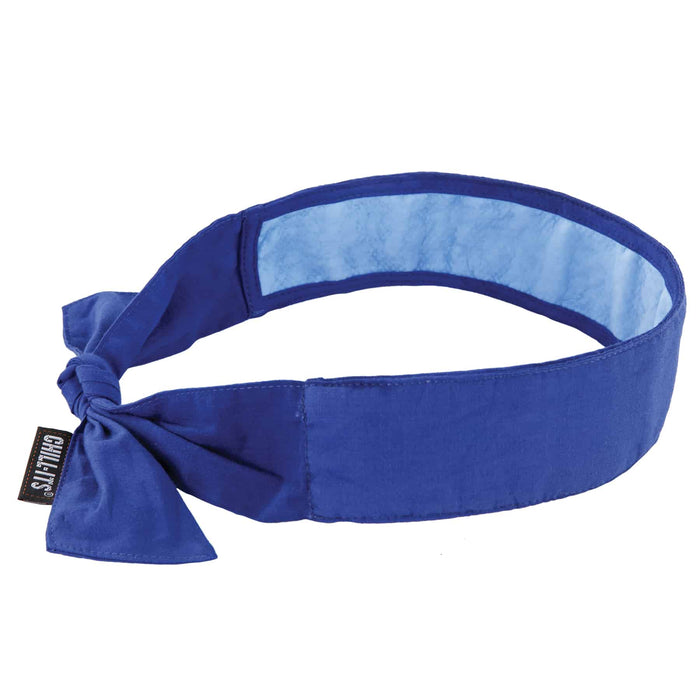 Ergodyne 12567 Chill-Its 6700CT Evaporative Cooling Bandana Headband - PVA, Tie Closure, Solid Blue