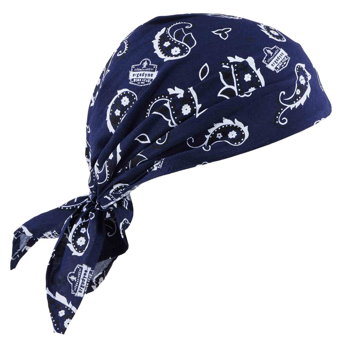 Ergodyne 12584 Chill-Its 6710CT Evaporative Cooling Bandana Triangle Hat - PVA, Tie Closure, Navy Western