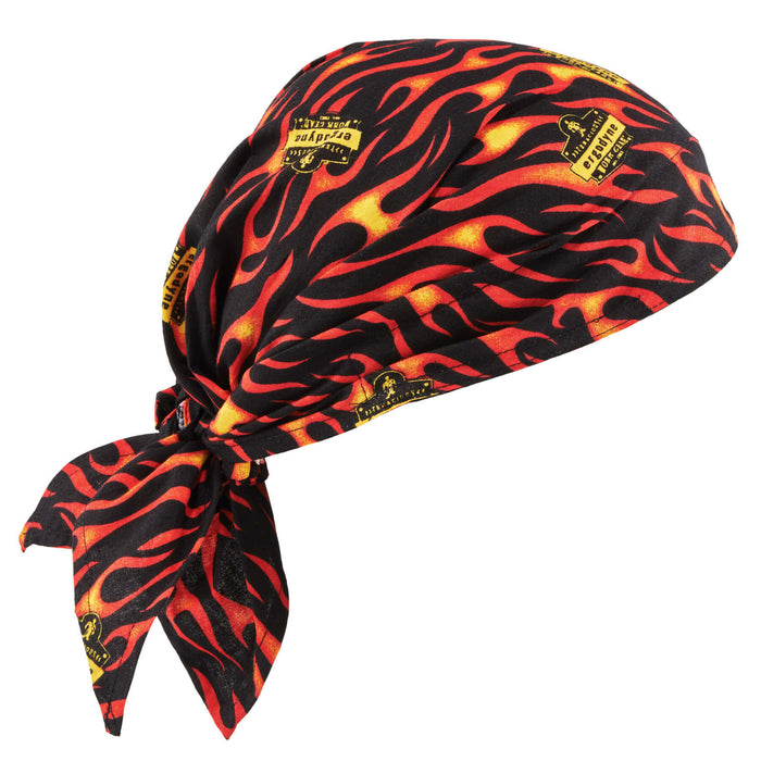 Ergodyne 12588 Chill-Its 6710CT Evaporative Cooling Bandana Triangle Hat - PVA, Tie Closure, Flames